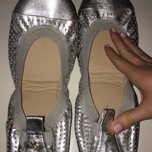yosi samra metallic silver ballet flats